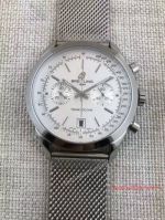 Low Price Clone Breitling Transocean Watch SS Mesh Band White Dial